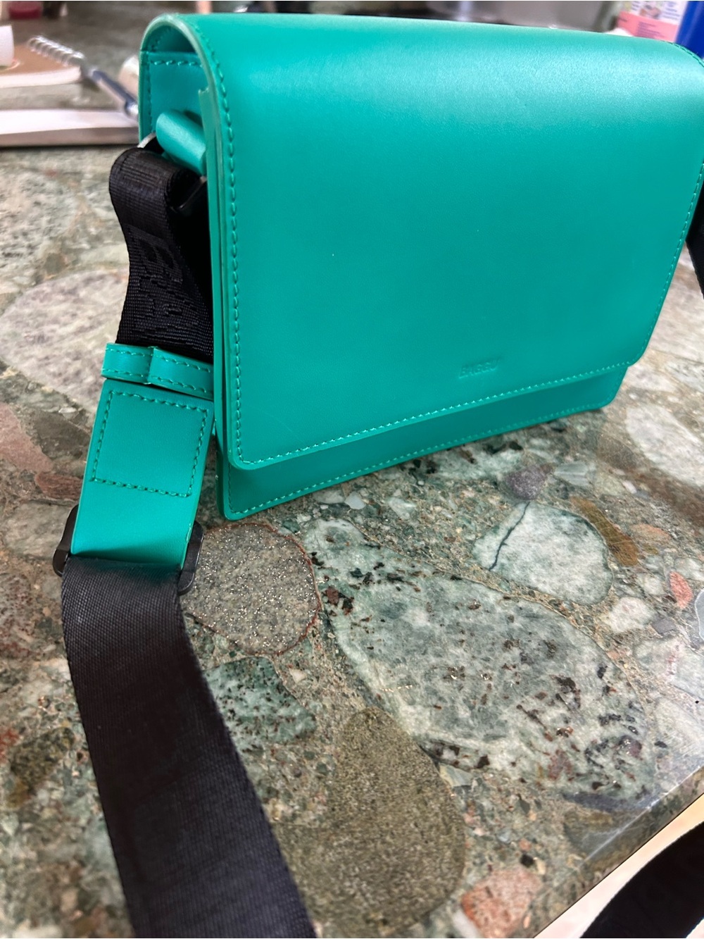 Rare Baggu leather small block bag in jade,